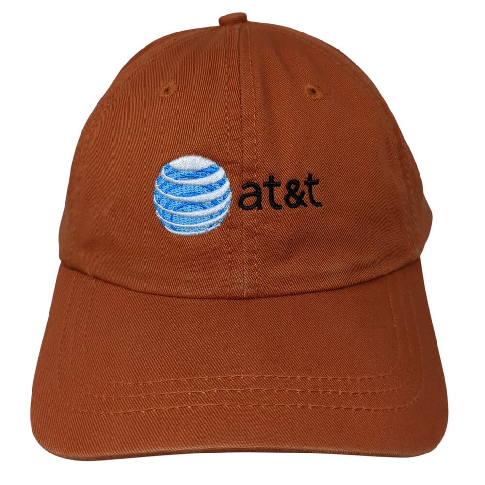 At&t Strapback Baseball Cap Brown One Size Adjustable Embroidered Velocity